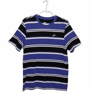 Nike The Nike Tee Men’s Black Purple Striped Short Sleeve T-Shirt Retro Large